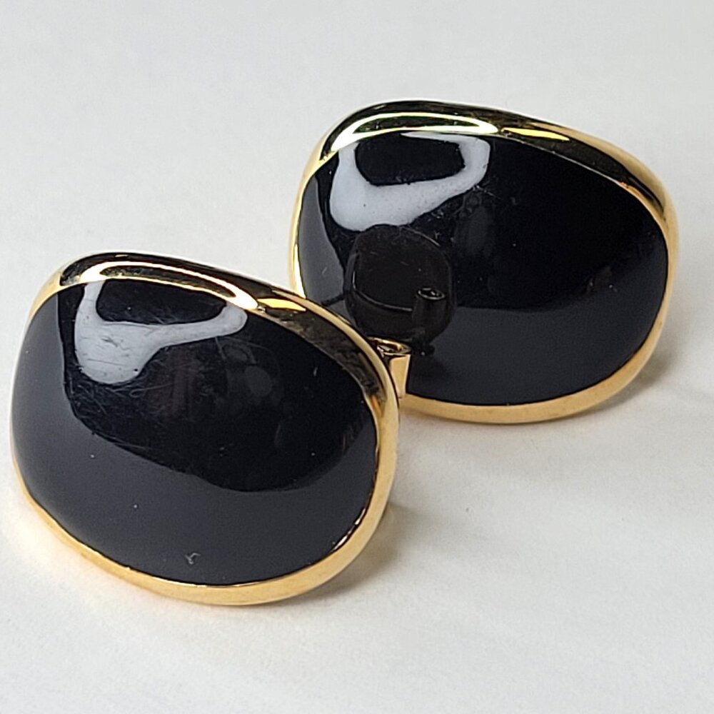 Black and Gold Tone Pierce Earrings